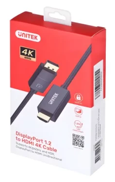 Unitek V1608A čierna / Redukcia / DisplayPort 1.2 - HDMI / 4K 60Hz / 1,8 m (V1608A)