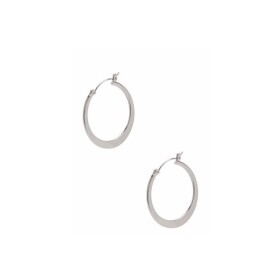 GUESS náušnice Silver-Tone Flat Logo Hoop strieborné Strieborná