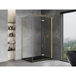 MEXEN/S - Mist-F sprchovací kút skladacie dvere pravá 100 x 70, transparent, zlato kartáčovaná 8A6T-100-070-55-00-P