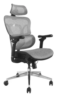 Equip Ergonomická kancelárska stolička šedá / Kancelárska stolička / sieťový sedák / opierka hlavy / nosnosť 150 kg (651050)
