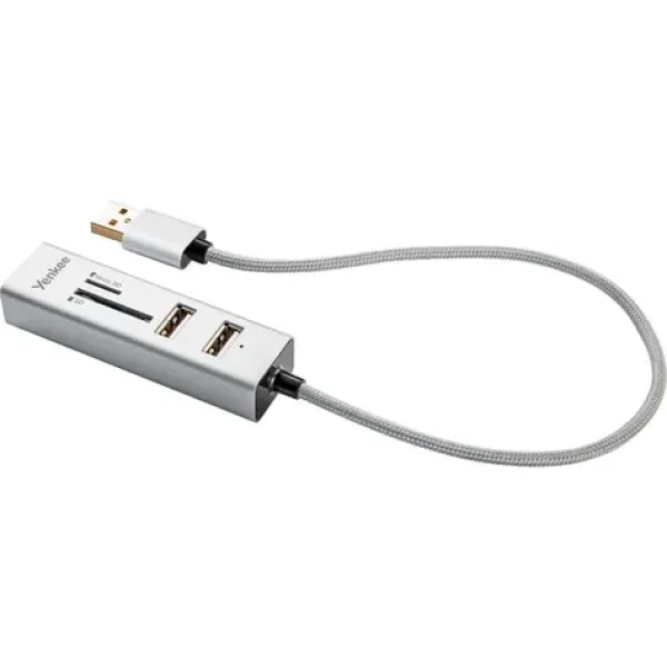 YENKEE YHC 101SR USB COMBO HUB biela / USB Hub + čítačka SD kariet / 3x USB-A 2.0 (8590669213825)
