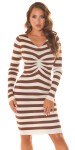 Sexy Knit Dress ruched with stripes Einheitsgroesse