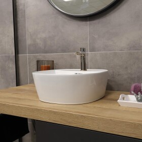 Mereo Umývadlo na dosku s prepadom, Lota, 400x400x150 mm, štvorcové, keramické UC404015S