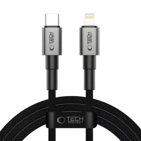 Tech-Protect Ultraboost DNA šedá / Nabíjací kábel / USB-C - Lightning / PD 27W / 3A / 200 cm