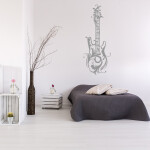 Veselá Stena Samolepka Dizajnová gitara Farba: čierna, Veľkosť: 60 x 22 cm