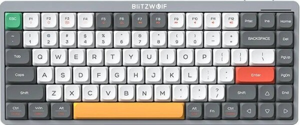 BlitzWolf BW-Mini75 šedá / Bezdrôtová klávesnica / mechanická / red spínače / Bluetooth / USB / US layout (BW-Mini75 red sw)