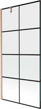 MEXEN/S - Next vaňová zástena FIX 90 x 150, čierna vzor, meď kartáčovaná - 895-090-000-00-70-77 895-090-000-00-77-65