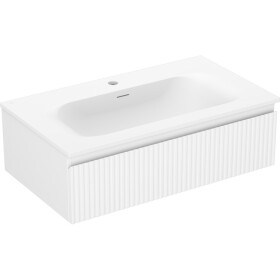 MEXEN/S - Rivel kúpeľňová skrinka 80 cm s umývadlom Vela, 1 šuplík, reliéf, biela mat 91A20-08023-1-BF01-W23M01