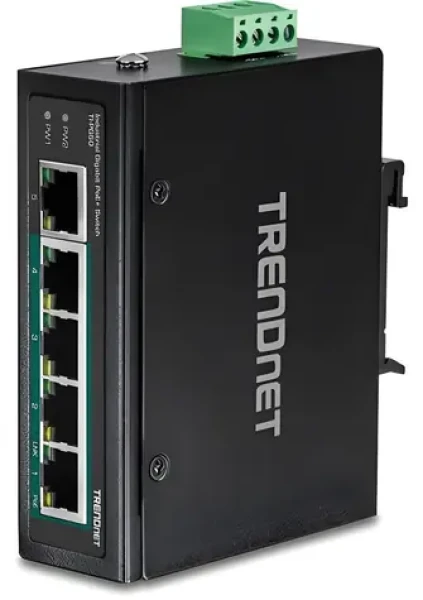 Trendnet TI-PG50 / Priemyselný switch / 5 portov / 4X Gigabit PoE+ / 120W / L2 unmanaged / DIN-Rail (TI-PG50)