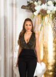 Sexy party-jumpsuit with glitter and v-neck black M