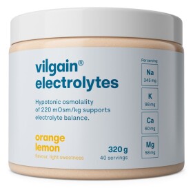 Vilgain Elektrolyty – 3× pomaranč & citrón bez stévie 320 g