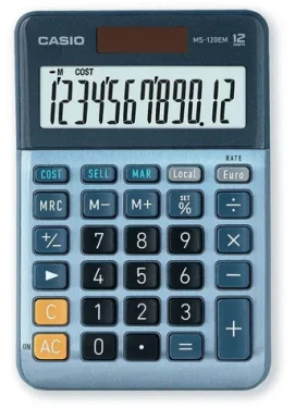 Casio MS-120EM / Stolová kalkulačka / 12-miestny displej / duálne napájanie solar/batérie / výpočet marže (4549526609930)