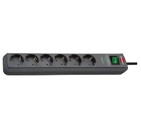 Brennenstuhl Eco-Line antracitová / Prepäťová ochrana / 6 zásuviek / 13 500 A / kábel 5 m / osvetlený vypínač (1159710515)