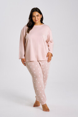 3468 DÁMSKE DLHÉ PYŽAMO NORI 2XL-3XL Růžová 3xl