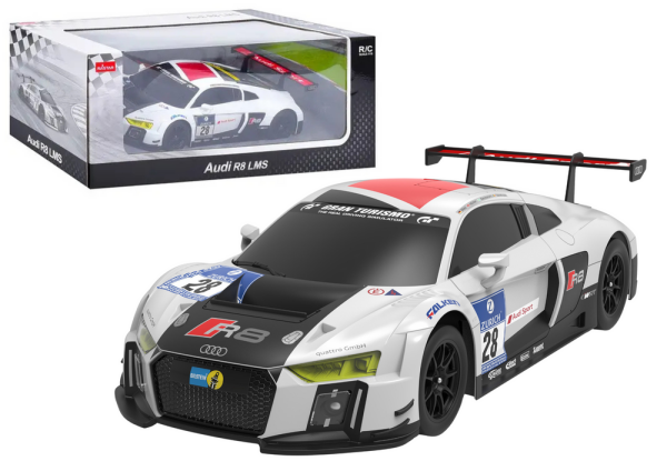Mamido Športové autíčko AUDI R8 LMS na diaľkové ovládanie RC 1:24 biela čierna