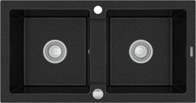 MEXEN - Mario granitový drez dve mísy 820x436 mm, čierna / strieborná metalíza 6504822000-73