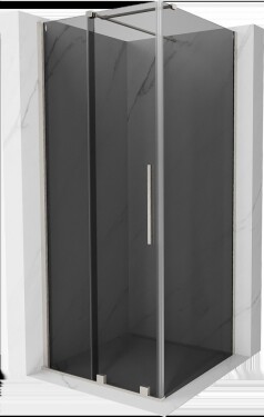 MEXEN/S - Velár sprchovací kút, posuvné dvere 100 x 100, grafit, nikel kartáčovaný 871-100-100-41-97