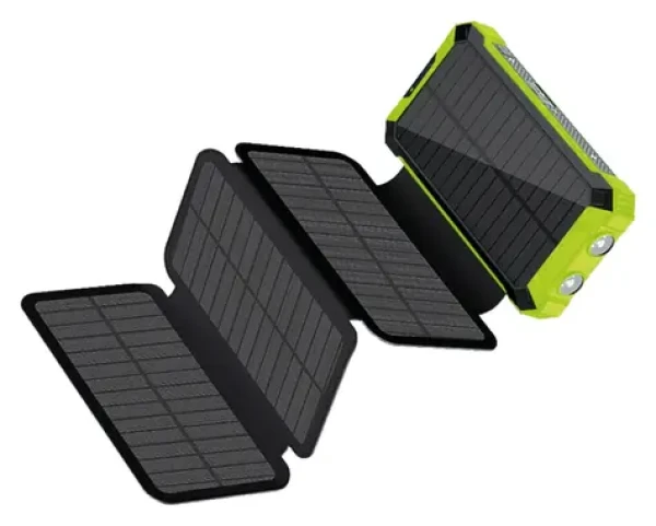 RealPower PB-20000 Solar čierna, zelená / Powerbanka 20000 mAh / Solárny panel / Bezdrôtové nabíjanie 5W (439608)