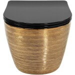REA - Závesná WC misa Carlo Mini Tornado Black Brush Gold REA-C4330