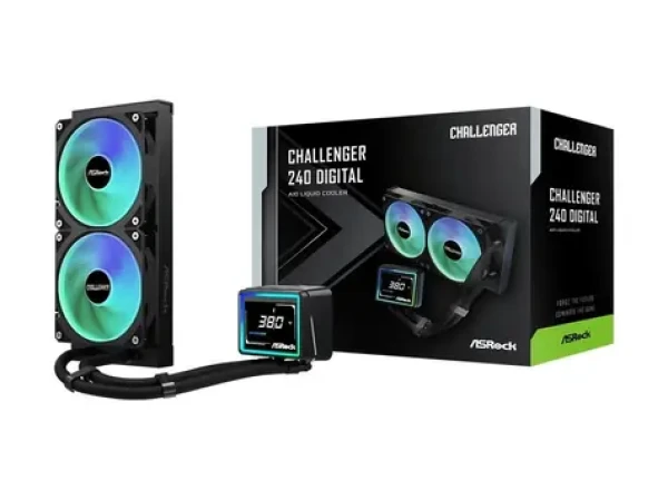ASRock Challenger 240 Digital ARGB čierna / Vodné chladenie CPU / 2x 120mm / 31 dB / 62,6 CFM / Intel + AMD (Challenger 240 Digital)