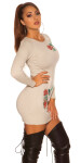 Sexy fine knit mini dress with floral embroidery Einheitsgroesse