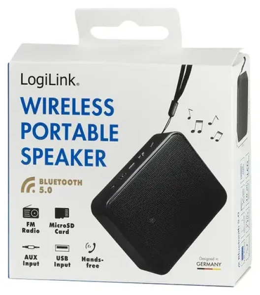 LogiLink prenosný Bluetooth reproduktor čierna / Reproduktor / Bluetooth 5.3 / FM rádio / microSD, USB, AUX (SP0057)