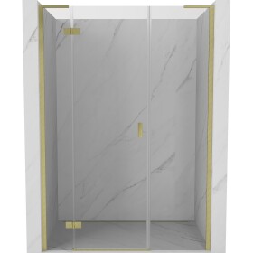 MEXEN/S - Mist-H L sprchové dvere krídlové ľavé 150, transparent, zlatá kartáčovaná 8A5L-150-001-55-00-L