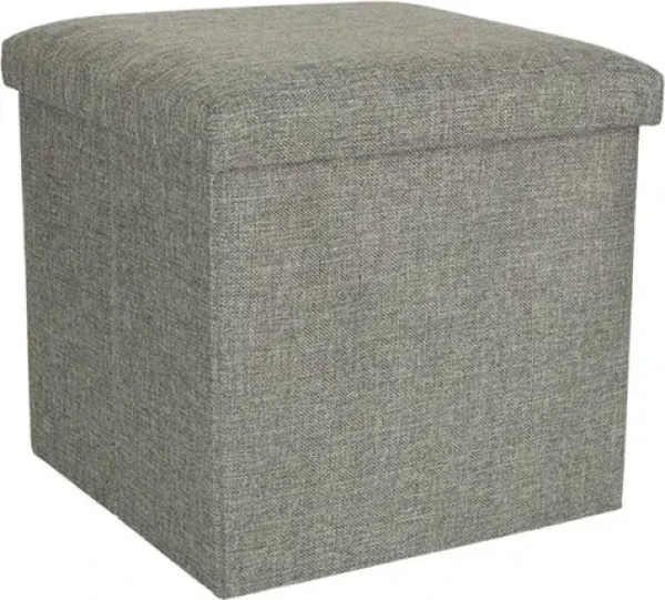 KIK Skladacia pufa sivá / Puf s úložným priestorom / 38 × 38 × 38 cm / do 100 kg (KX4620)