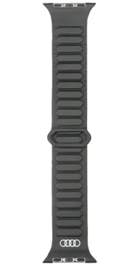 Audi Magnetic Ring remienok pre Apple Watch 44/45/46/49 mm čierny / Magnetické zapínanie / Eko-koža (AU-SL-AW44-49-GT/D2-BK)