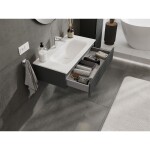 MEXEN/S - Rivel kúpeľňová skrinka 90 cm s umývadlom Vela, 1 šuplík, reliéf, grafit mat/biela mat 91A20-09023-1-BF66-W23M01