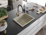 MEXEN/S MEXEN/S - Pedro granitový drez 1-miska 560 x 460 mm, béžová, sifón zlatá 6508561000-69-G