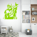 Veselá Stena Samolepka Mandalorian a Grogu Farba: béžová, Veľkosť: 80 x 89 cm
