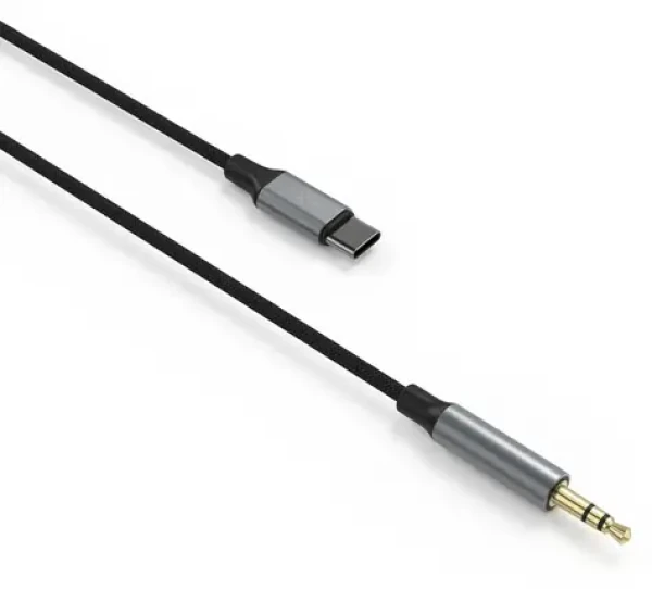 FIXED Link Space Gray / Audio kábel / USB-C na 3,5 mm jack / opletený / DAC / 1,5 m (FIXA-CJ15-GR)