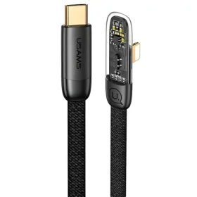 USAMS SJ583 Iceflake Series USB-C - Lightning čierna / Dátový kábel / lomený konektor / PD 20W / 1,2m (SJ583USB01)