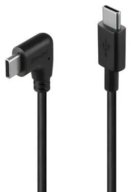 Lindy USB-C - USB-C 90° čierna / USB kábel / USB 2.0 / 1 m / PD 60W (32005)