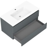 MEXEN/S - Rivel kúpeľňová skrinka 90 cm s umývadlom Otis, 2 zásuvky, reliéf, grafit mat/biela mat - 91A20-09047-2-BFF66-W18M0 91A20-09047-2-BFF66-W18M01