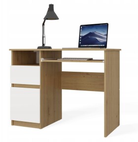 NoName Biurko Komputerowe PORTO LEWE dub ARTISAN / Biely Z zásuvoką 98,5x75x51 Cm