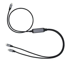 C-tech USB-C Power Splitter čierna / Rozdvojka napájania / PD 100W / 0,7m + 2× 0,5m (CB-USB-PDPS-1B)