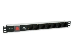 Equip 19" Zásuvkový panel čierna / strieborná / Zásuvkový panel / 1U / 7x Schuko / 16 A / hliník (333309)