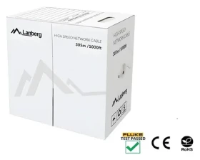 Lanberg UTP kábel Cat5e 305m drôt CU sivá / Sieťový kábel / 100 MHz / AWG24 / Fluke Passed (LCU5-12CU-0305-S)