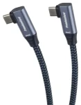 PremiumCord USB-C 2x zahnutý kábel šedá / Dátový kábel / USB 3.2 Gen 2x2 / 20 Gbit/s / 100 W / 2 m (ku31cj2)