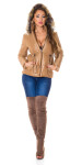 Trendy winter jacket with a detachable hood CAPPUCCINO M