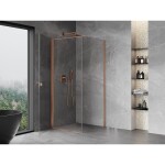 MEXEN/S - Mist-B sprchovací kút dvere krídlové 95 x 95, transparent, meď kartáčovaná 8A2T-095-095-65-00