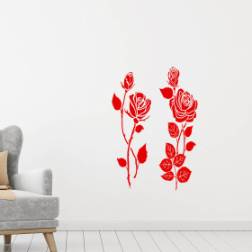 Veselá Stena Samolepka Dve ruže Farba: červená, Veľkosť: 80 x 88 cm