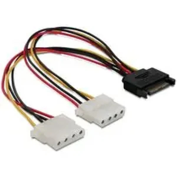 Power Adapter SATA 15-pin samec na 2x Molex 4-pin samica, 20cm (65159)