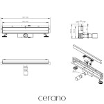 CERANO - Sprchový odtokový žľab k stene, sifón - nerez - DN40 - čierna matná - 64 CER-476663