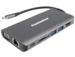 PremiumCord USB-C hub 8v1 / USB-C hub / HDMI / VGA / RJ45 / 2x USB 3.0 / SD / 3,5 mm audio / PD (8592220017743)