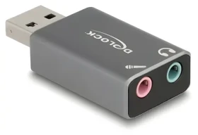 DeLock / Externá USB zvuková karta / 2x 3,5 mm jack / USB 2.0 / šedá (66633)