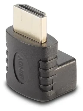 Lindy HDMI adaptér 90° dole čierna / Adaptér / HDMI (M) - HDMI (F) / pozlátené konektory / 4K UHD 60Hz (41085)