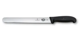 VICTORINOX Fibrox čierna / Plátkovací nôž / 25 cm / hladká čepeľ / nerezová oceľ (5.4203.25)